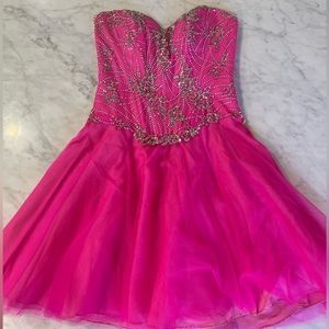 Bright pink strapless dress size 0